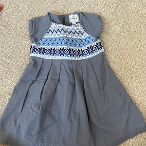Ámide Kids Gray and Blue Patterned girls Dress Size 18-24 months